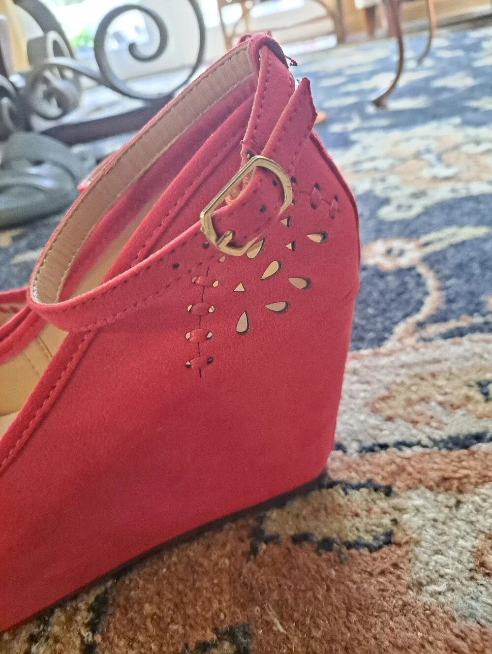 Rouge Helium Red Open-Toe Ankle-Strap Wedges